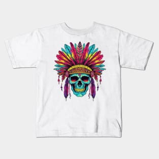 Native American Chief Skull #4 Kids T-Shirt